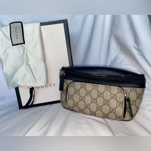 ❤️SOLD❤️ GUCCI Bag Men's Women's Waist GG Supreme Brown Black 450946